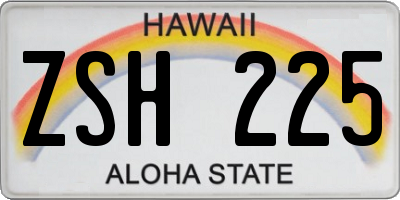 HI license plate ZSH225