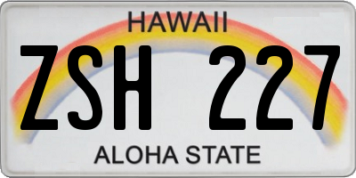 HI license plate ZSH227
