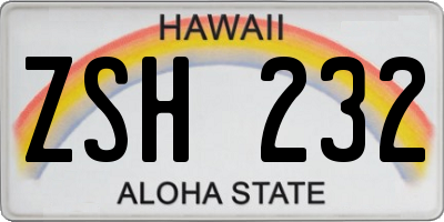 HI license plate ZSH232