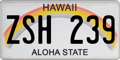 HI license plate ZSH239