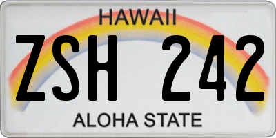 HI license plate ZSH242