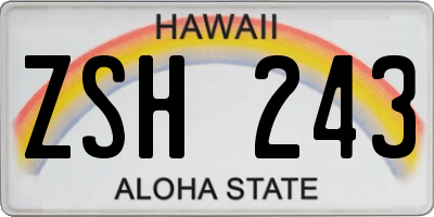HI license plate ZSH243