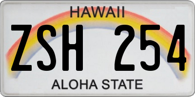 HI license plate ZSH254