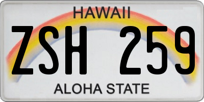HI license plate ZSH259
