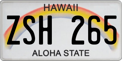 HI license plate ZSH265