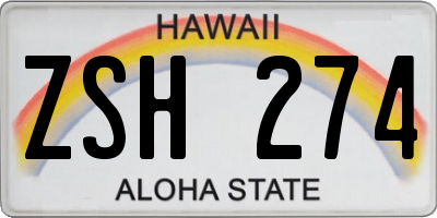 HI license plate ZSH274