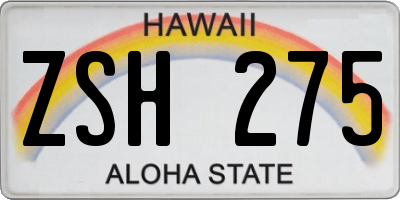 HI license plate ZSH275