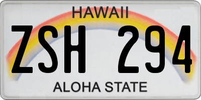 HI license plate ZSH294