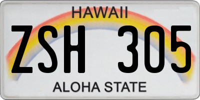 HI license plate ZSH305