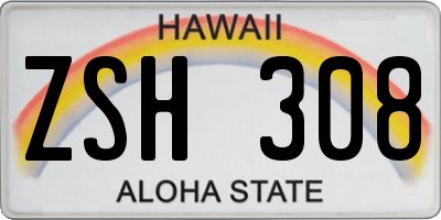 HI license plate ZSH308