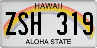 HI license plate ZSH319