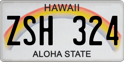 HI license plate ZSH324