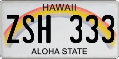HI license plate ZSH333