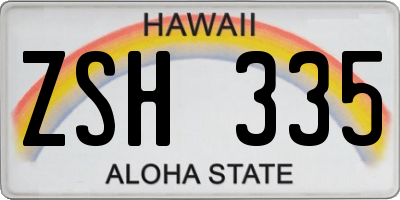 HI license plate ZSH335