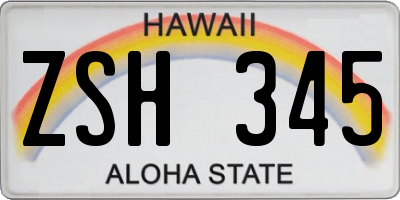 HI license plate ZSH345