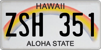 HI license plate ZSH351