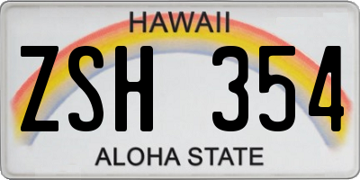 HI license plate ZSH354