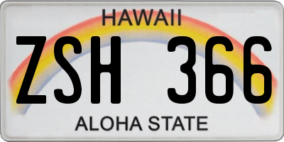 HI license plate ZSH366