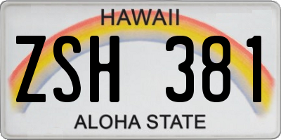 HI license plate ZSH381