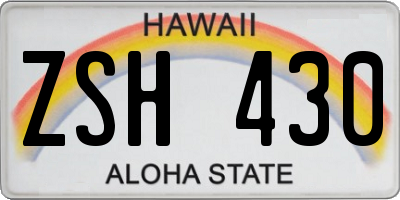 HI license plate ZSH430