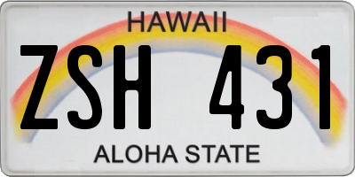 HI license plate ZSH431