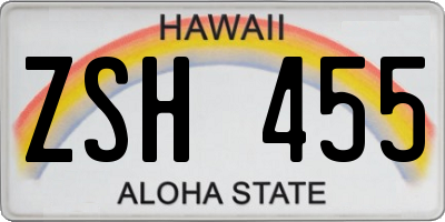 HI license plate ZSH455