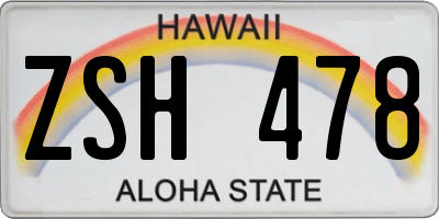 HI license plate ZSH478