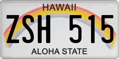 HI license plate ZSH515