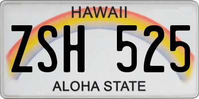 HI license plate ZSH525