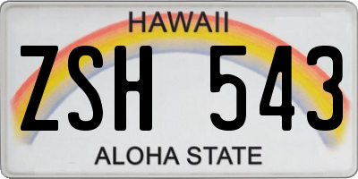 HI license plate ZSH543