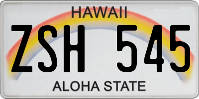HI license plate ZSH545