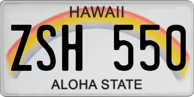 HI license plate ZSH550
