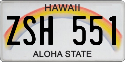 HI license plate ZSH551