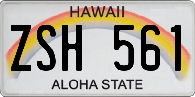HI license plate ZSH561