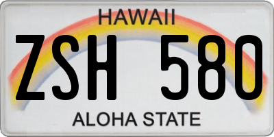 HI license plate ZSH580