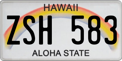 HI license plate ZSH583