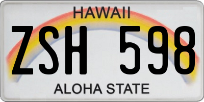 HI license plate ZSH598