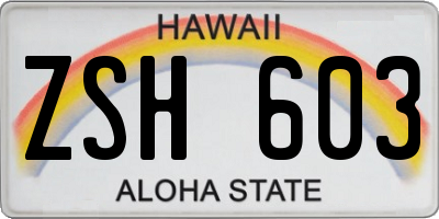 HI license plate ZSH603