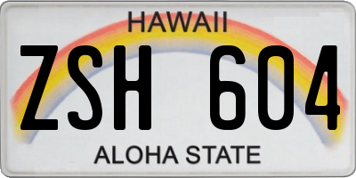 HI license plate ZSH604