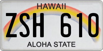 HI license plate ZSH610