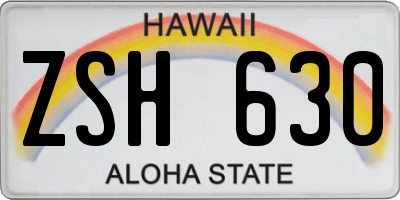 HI license plate ZSH630