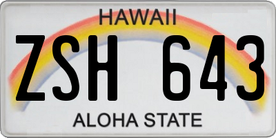 HI license plate ZSH643
