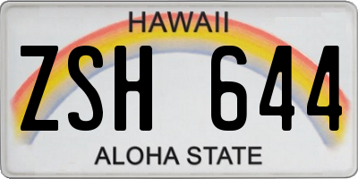 HI license plate ZSH644