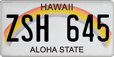 HI license plate ZSH645