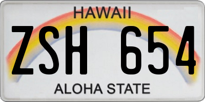 HI license plate ZSH654
