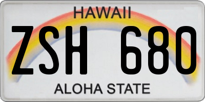 HI license plate ZSH680