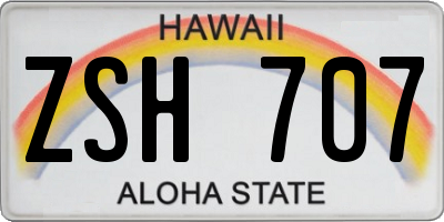 HI license plate ZSH707