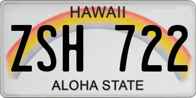 HI license plate ZSH722
