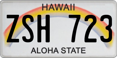 HI license plate ZSH723