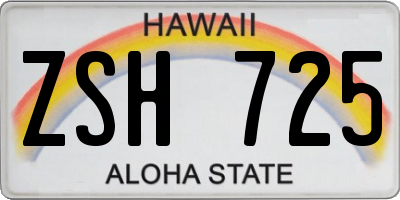 HI license plate ZSH725